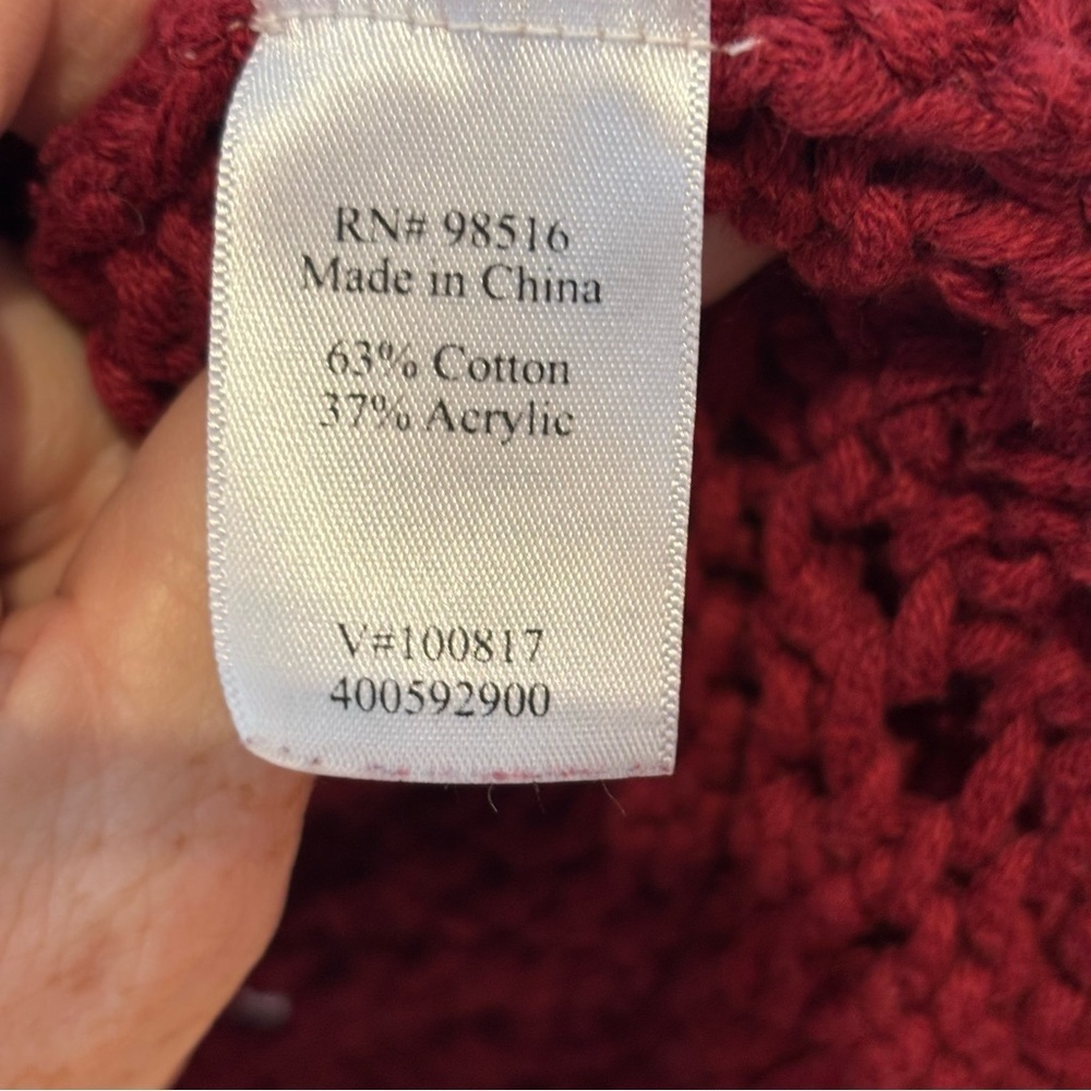 Coldwater Creek Maroon Open Knit Button Front Vest Sz S (6–8) - Picture 4 of 7